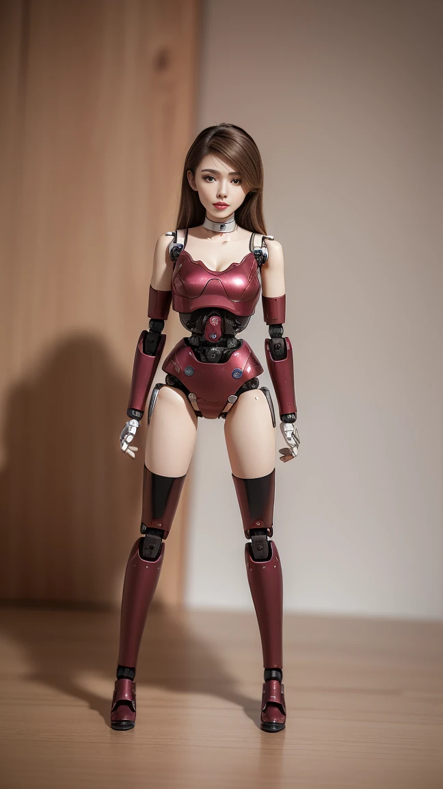 (Photorealsitic:1.4)、one robot woman、(top-quality)、(hyperdetailed face)、(Super well-formed face)、(Robot Parts)、(Female-Robot)、(25 years-old)、(Blue)、(pink there)、(Burgundy)、(metallic)、(full-body)、(sexy pose)、(Slender body)、(Model body type)、(full body mech)、(mechanical exposure)、(Akihabara)、(is looking at the camera)、(A dark-haired)、(Well-proportioned lady)、(a small face)、(a small head)、(well-groomed fingers)、(Idol)、(front facing)、(Standing with legs open)、(Photo session)、(Looks sad)、(perfect-female-robot)、(perfect-mechanical-body)