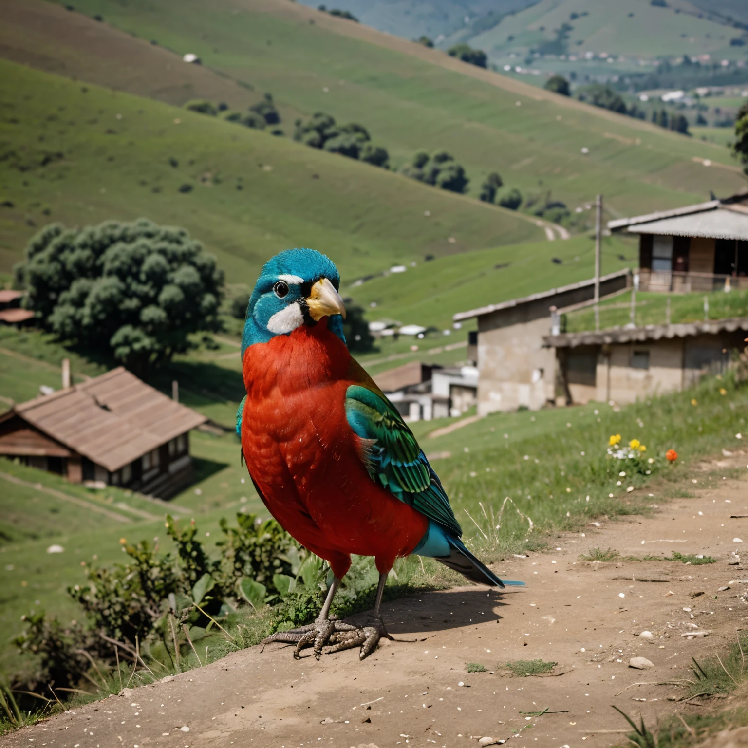 A colourful bird in hills area