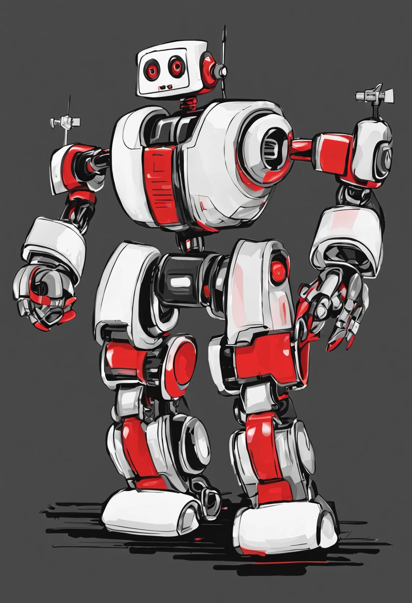 Draw a robot with the colors red white black