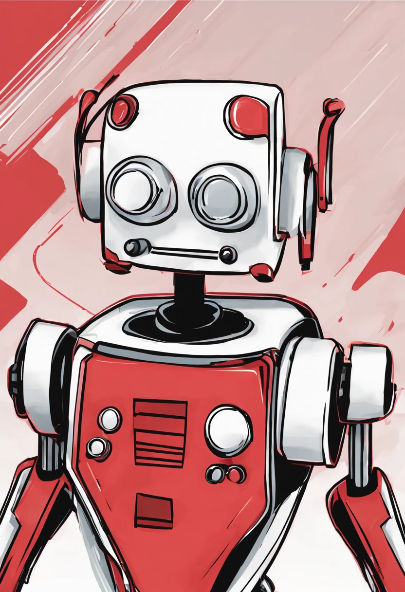 Draw a robot with the colors red white black