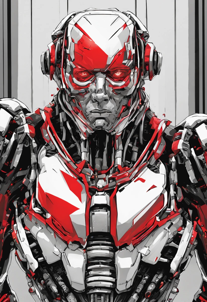  cyborg with colors red white black 