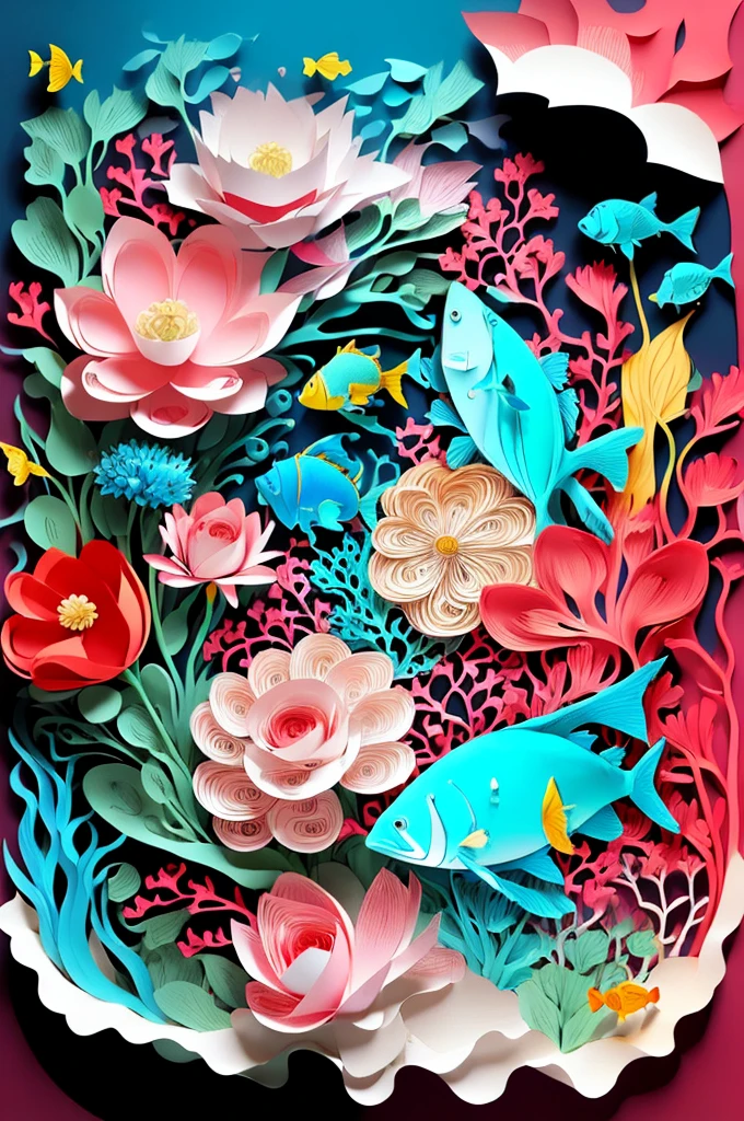 (((masterpiece))),bestquality,illustration,beautifuldetailedglow,
paper_cut, flowers, underwear, (fish)