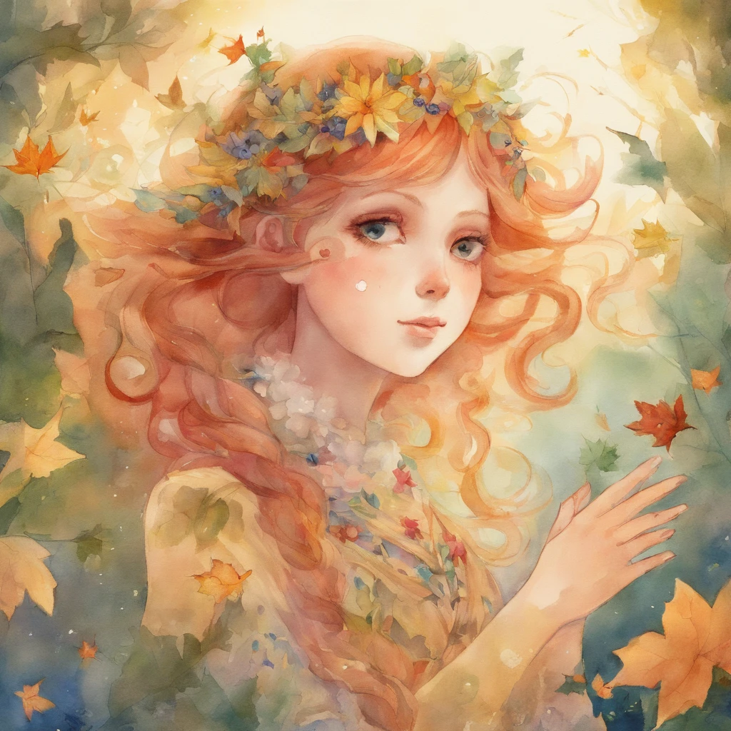 starの木からstarをharvestする乙女たち,great atmosphere,picture book illustrations,watercolor painting,star,harvest,myth,fantasy,Light,anatomically correct,cute,Friendly,Cast colorful spells,rich colors,warmth