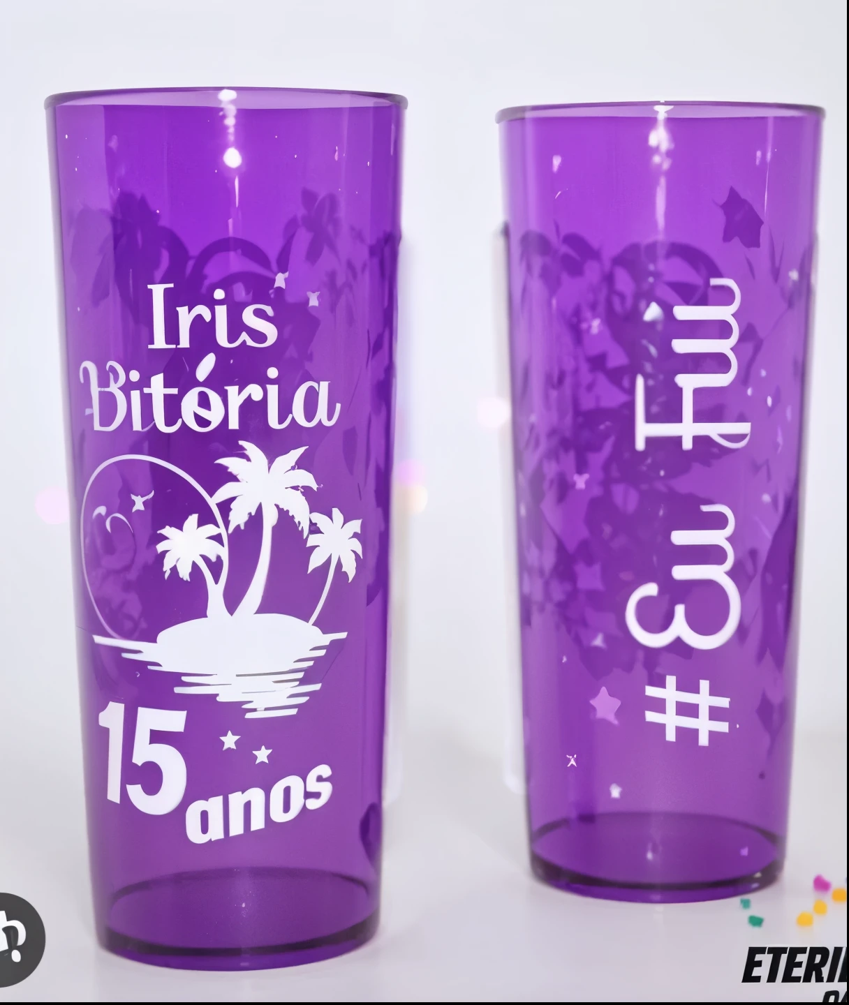 15th birthday cup with gradient coloring of purple and black