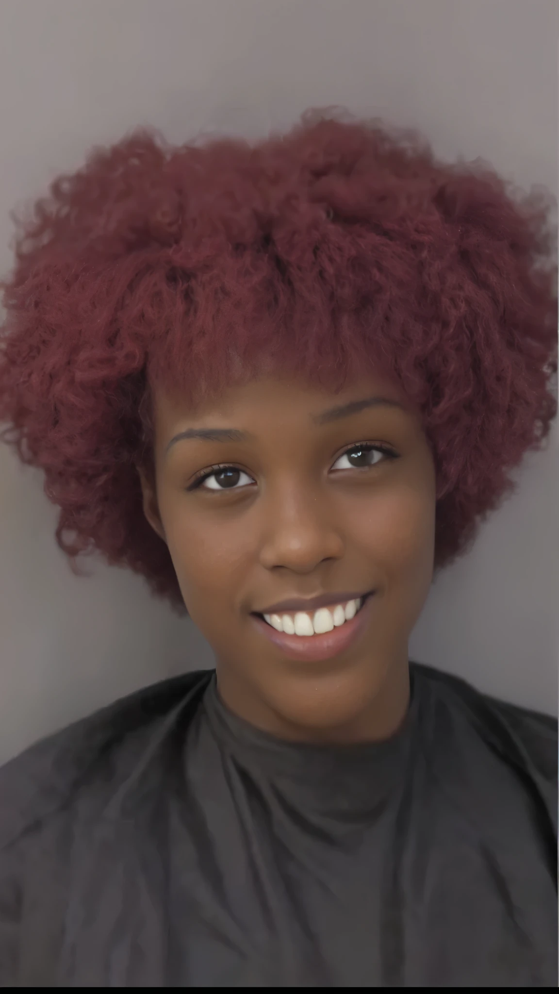 a close up of a woman with a red afro hair, mug shot, photo of a black woman, red afro, 1 / 2 headshot, mugshot!!!!!, 19-year-old girl, mid 2 0's female, african american young woman, taken in the early 2020s, photo of young woman, 1 / 4 headshot, mugshot!!!