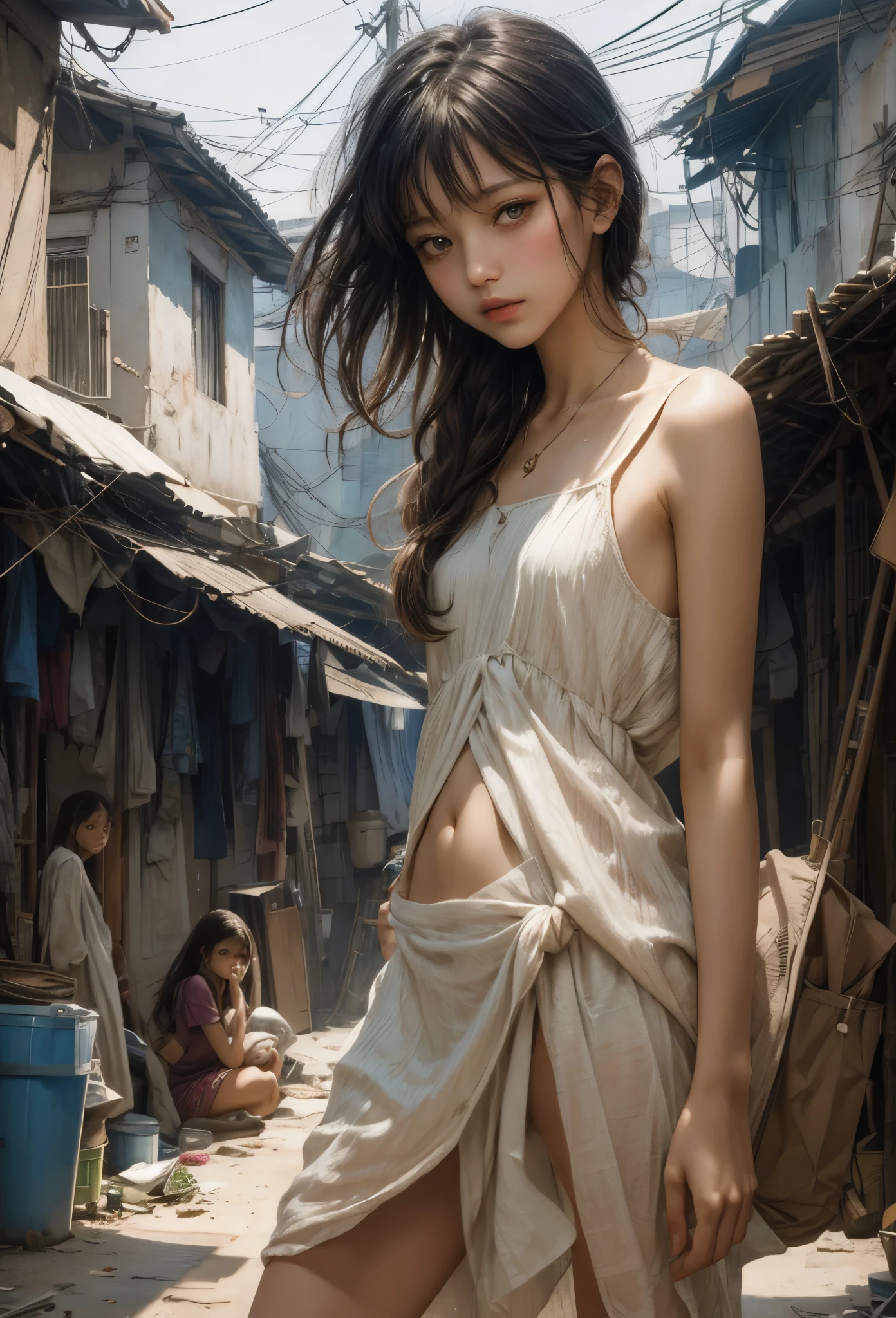 ((Highly accurate drawing in every detail)Extremely precise depiction)[High resolution],(detailed illustrations,とてもfineで緻密な描画,Delicate drawn lines with tempo,Realistic texture expression),[color traced main line],Back alley of slums[slum[[unsanitary]]],((Girls Beauty 10 years old) )[SKINNY] multiple poor girls,gravure[soft ambient light(transparency)](Weakness(Trance)),[During orgasm] Eros in the Natural Body (ヌードgravure),[Ideal Eros],([リアルな女性器のdetailed:0.8] [(clitoris) [labia minora]]),(Fine and beautiful skin expression [transparency]),Precisely drawn eyes[完璧な目のdetailed(Iris drawn in minute detail)(Beautiful eyes like jewels)],[eyes light[Pinpoint lighting for the eyes]],[long and beautiful eyelashes],[precisely drawn hair [美しく艷やかな髪のdetailed]],(完璧な手のdetailed [Beautiful fingers with no damage [beautiful nails]]),(perfect anatomy(perfectly balanced proportions))[[full body portrait]],[ideal color coordination(Accurate simulation of light and material interactions)],(HighQuality,High resolution,(detailed,高fine)),[[Soft ambient light]],[realistic],[Visual art that tells a story] [[full body portrait]][[Watercolor style coloring]][Colorful],((highest quality)fine[[High density drawing]])(4K Quality).