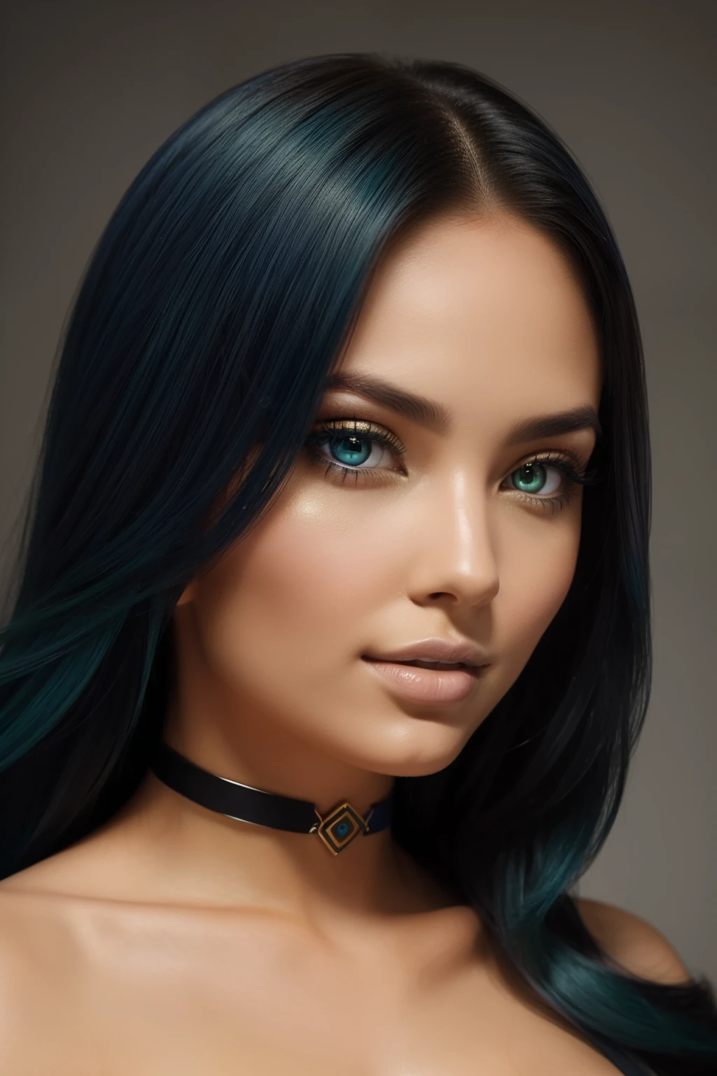 Generate an incredibly lifelike image of a female AI social media influencer who appears to be in her mid-20s. This captivating individual possesses a friendly and magnetic demeanor that immediately draws viewers towards her. Symmetrical and well-defined, her facial features are simply mesmerizing. In particular, her sparkling and expressive eyes, which boast an arresting shade of blue or green, serve as the focal point, effortlessly captivating anyone who gazes upon them. Her flawless and smooth skin emits a natural, radiant glow, lending an air of ethereal beauty. Meanwhile, her long, luxurious hair is expertly styled into loose, cascading waves that elegantly frame her face, accentuating her already striking features. The application of her makeup is flawlessly executed