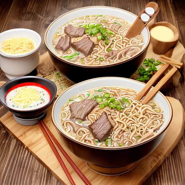 Beef Jerky Noodles Soup with Cheese Sauce 