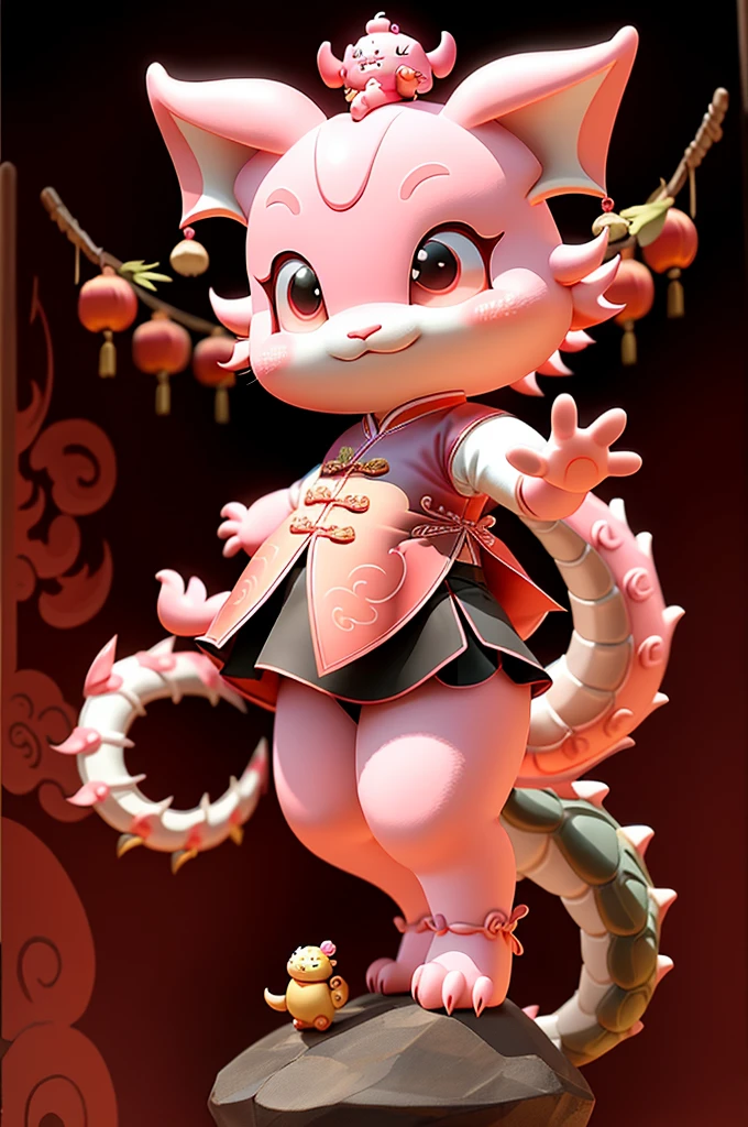 Cute dragon kawaii Chinese style,stand up,human figures,Pink,kawaii,CNY