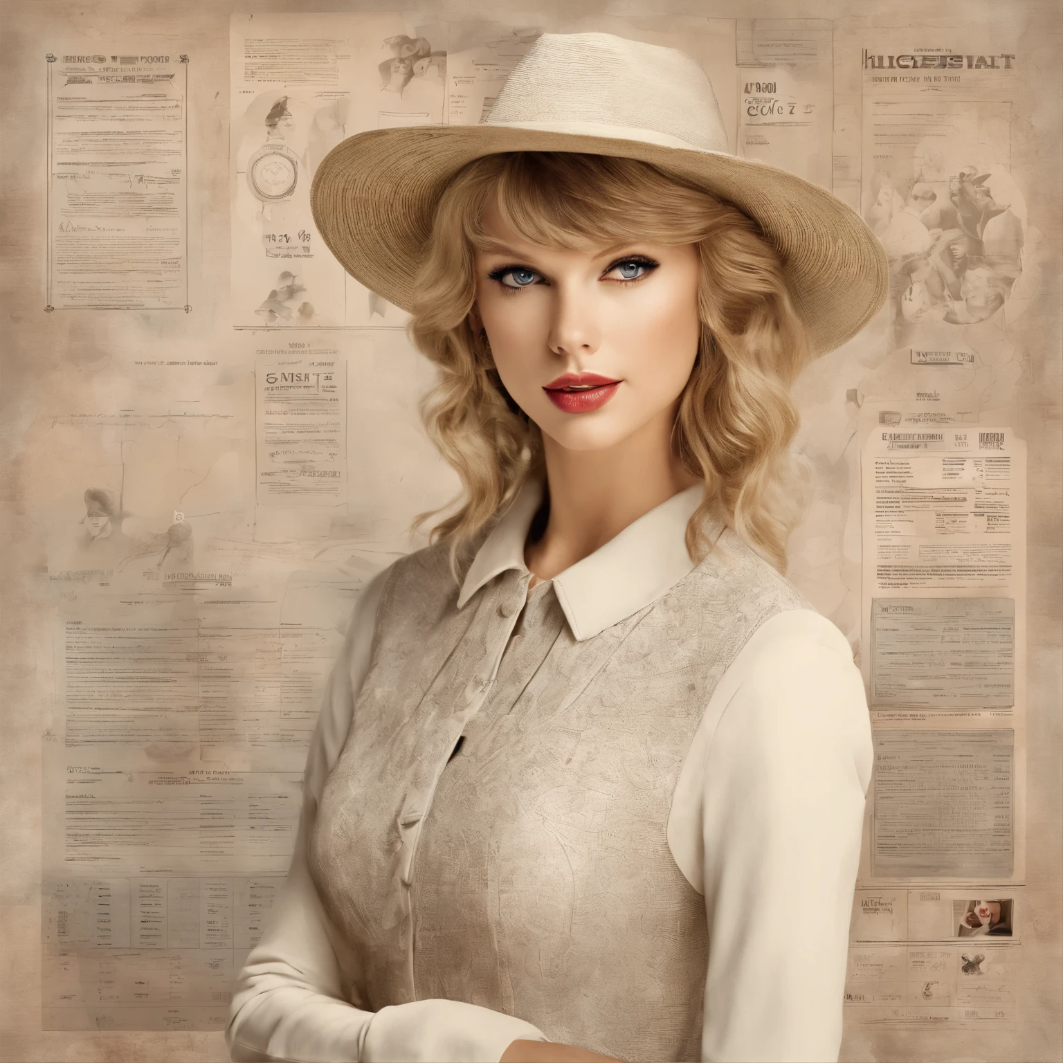 Beautiful girl ,taylor swift, old photo, large image (highres, best quality:1.2), radiance, soft contours, details