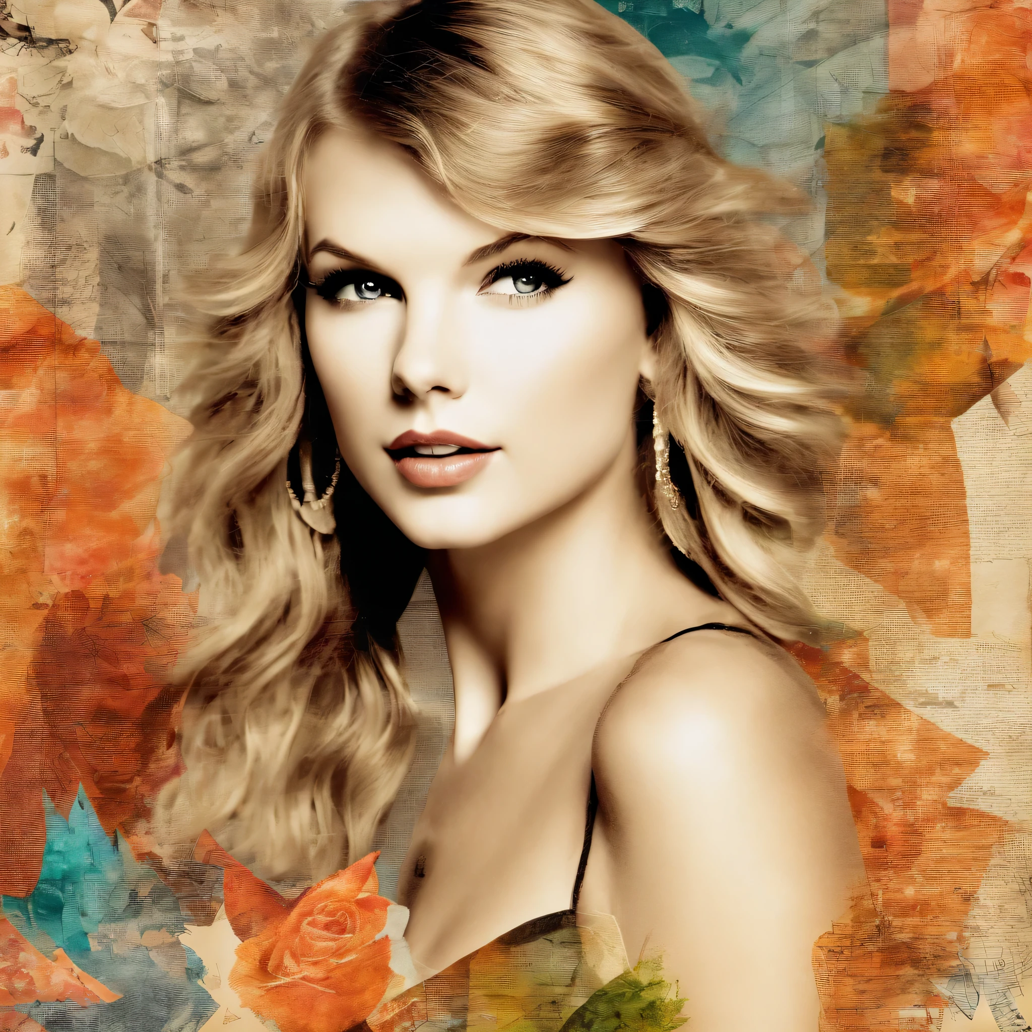 Beautiful girl ,taylor swift, old photo, large image (highres, best quality:1.2), radiance, soft contours, details