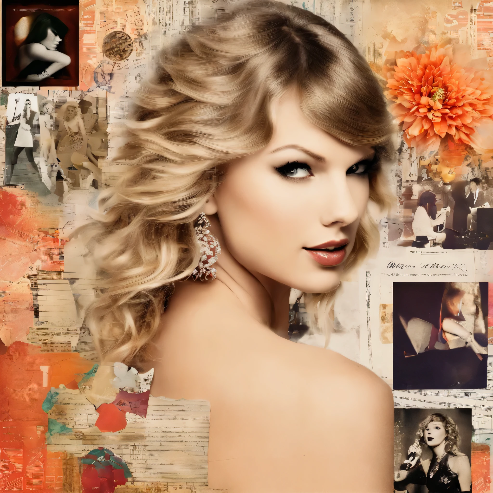 Beautiful girl ,taylor swift, old photo, large image, party ball, songs (highres, best quality:1.2), radiance, soft contours, details