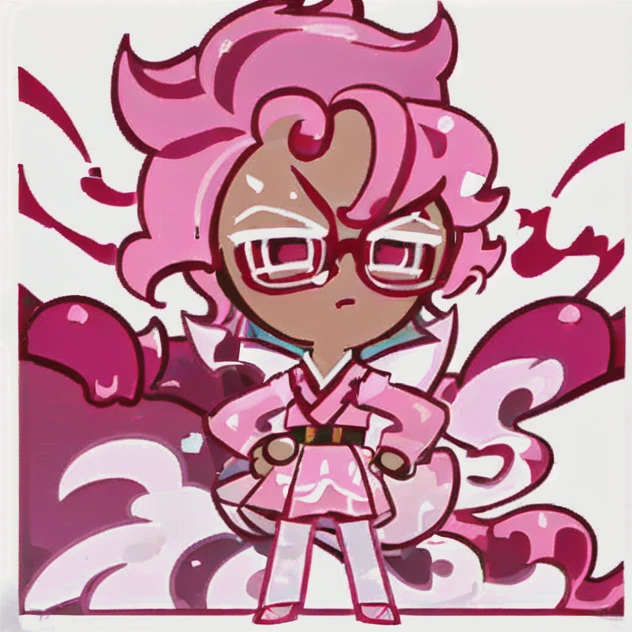Pink Velvet Cookie, Pink Hair, Short Hair, messy spiked hair, White Square Eyewear, Korean Uniform, Surrealism, Artist by Kim Sujeong