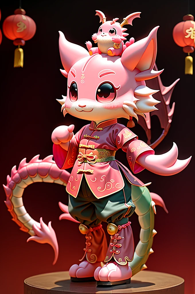 Cute dragon kawaii Chinese style,stand up,human figures,Pink,kawaii,CNY