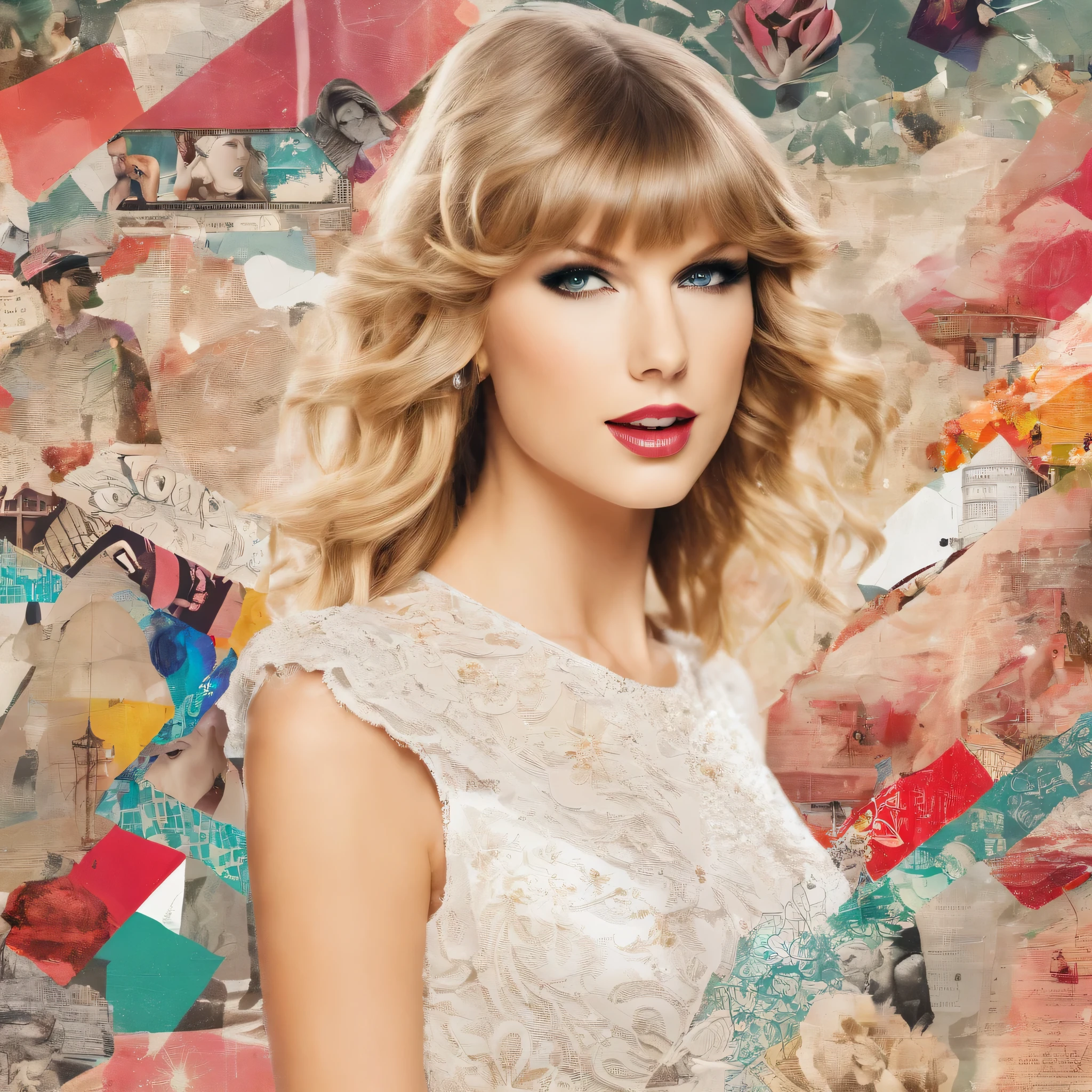 Beautiful girl ,taylor swift, old photo, large image, dynamic mid-shot party ball, songs (highres, best quality:1.2), radiance, soft contours, details