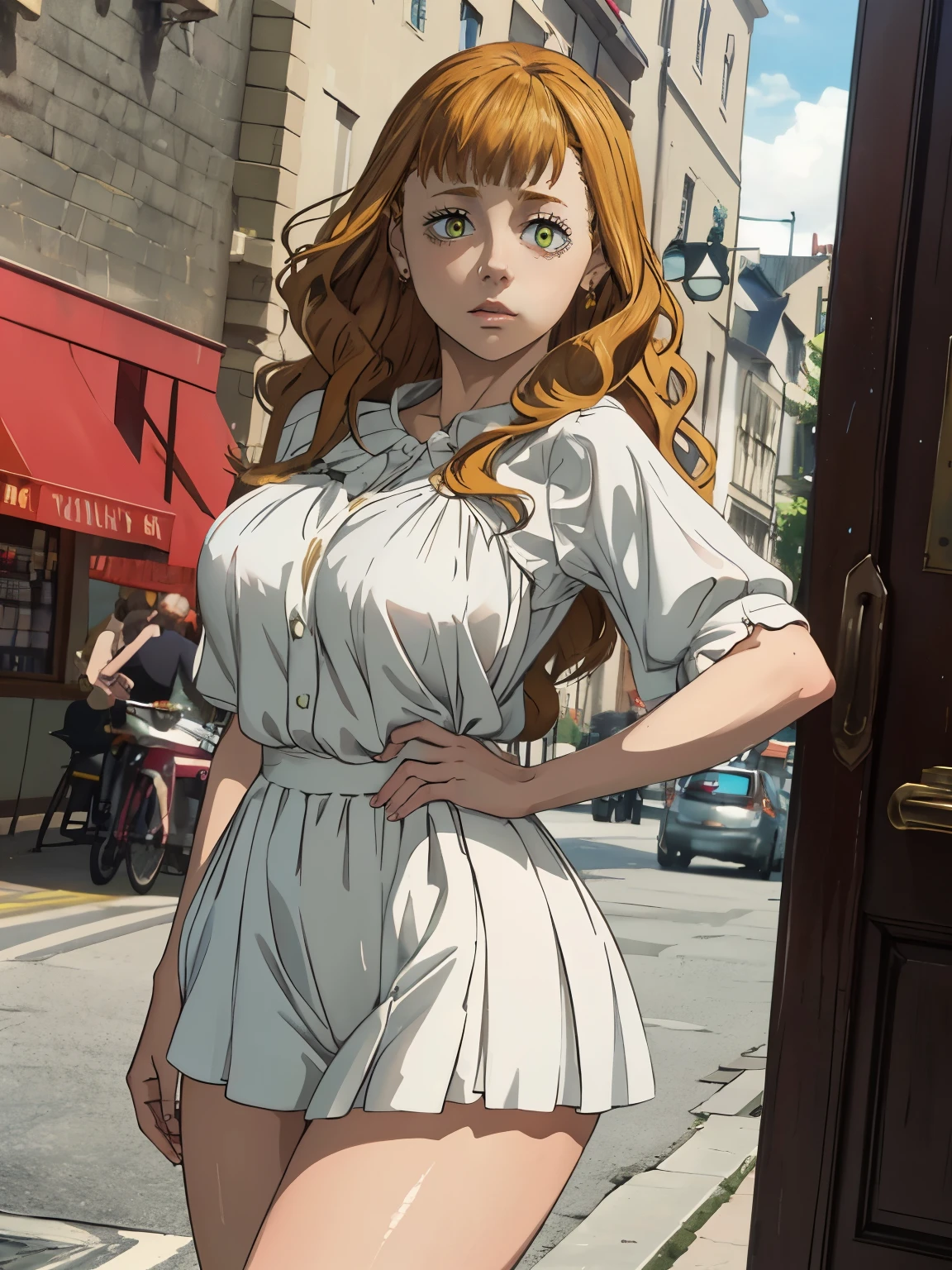 ((masterpiece)), (best quality),, official art, extremely detailed CG unity 8k wallpaper, highly detailed, shiny skin, Depth of field, vivid color,, 1girl, (curvy:1.0), (full body:0.8), girl wearing skirt or dress, sexy , portrait sophie mudd, casual pose, gorgeous young model, cute young woman, a beautiful -aged girl, very pretty model, young , cute young girl, beautiful young girl, beautiful model, long orange hair, light hair, shiny hair, young and cute girl, girl, Mimosa, Black Clover, Mimosa anime, anime, looking at me, wild pose, sexy pose, 18+
