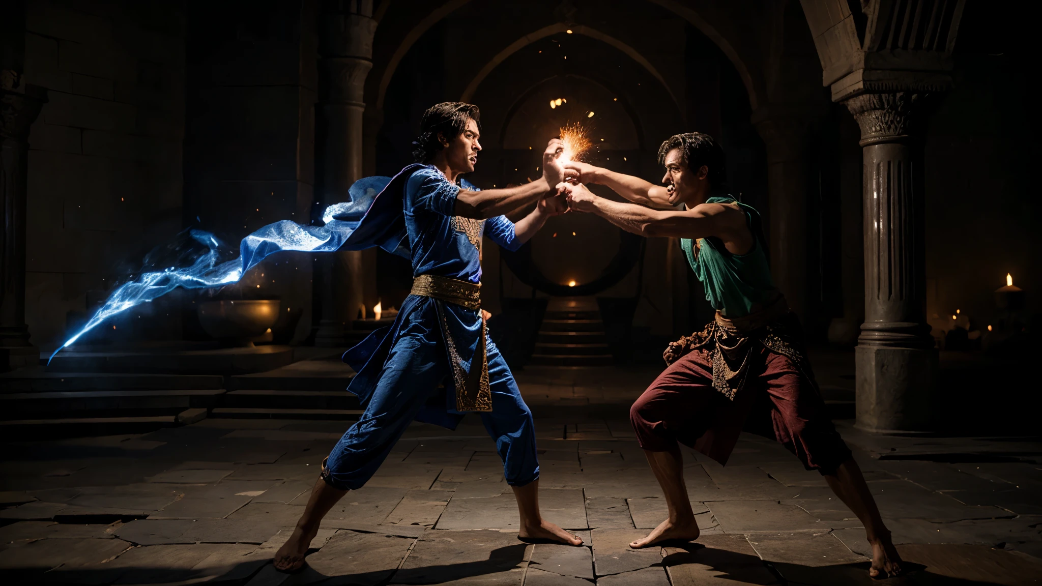 Aladdin fighting the sorcerer,