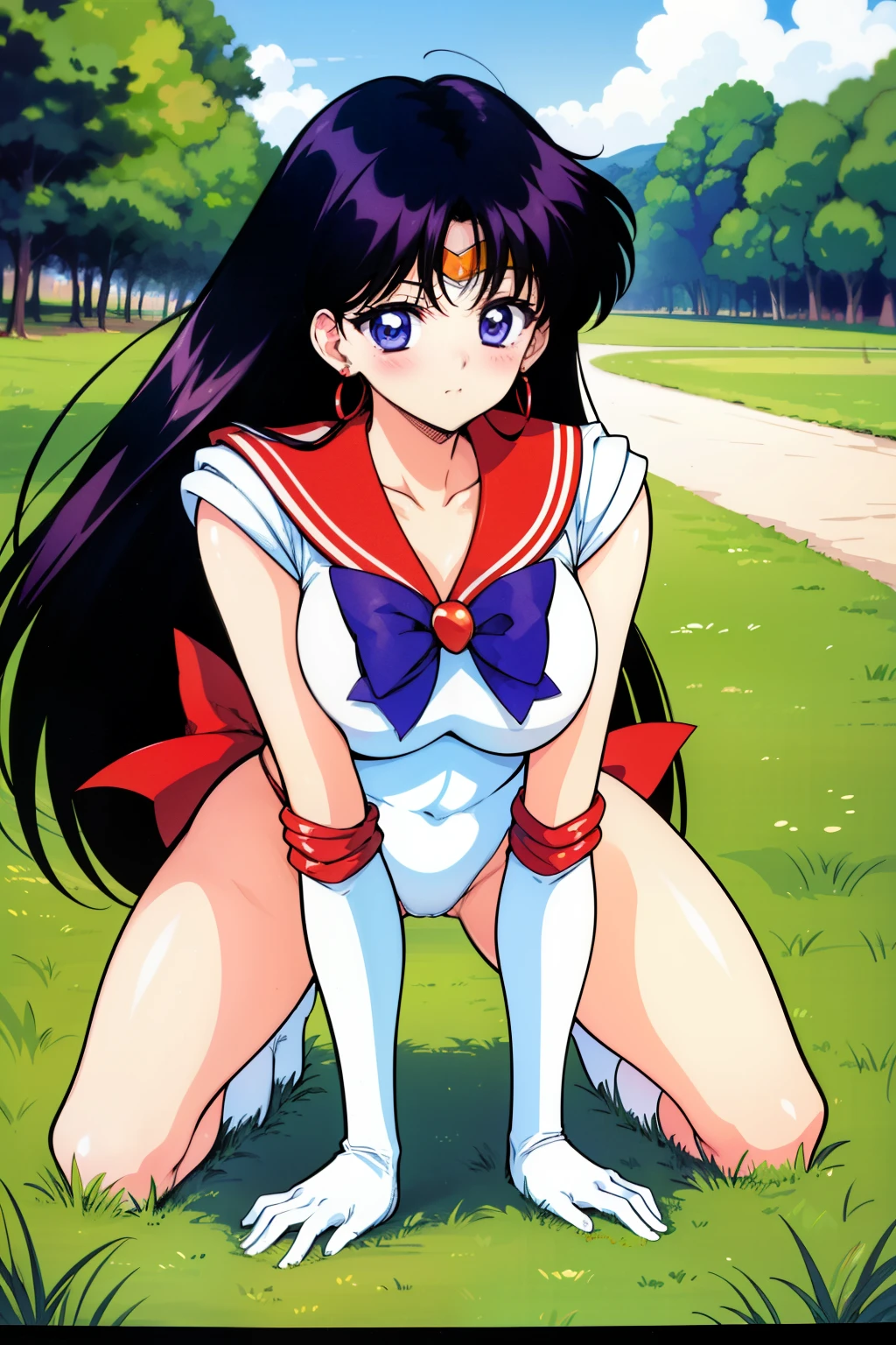 ((((love juice)))　big breasts　I can see your chest　Visible from between clothes　highest quality, High resolution, 1990s \(style\), retro artstyle, 1990s anime cels style, night, sailor jupiter, sitting, sailor warrior uniform, green sailor collar, white gloves, Green pleated skirt, pink ribbon, ponytail, (dressed:1.3), jewelry, earrings,spread your legs, raise your legs,pussy juice,spread your legs, raise your legs,show off your pussy,panty lift,masturbation,Touching the cat, ,NSFW, (spread your pussy:1.3),blush,masturbation, dildo