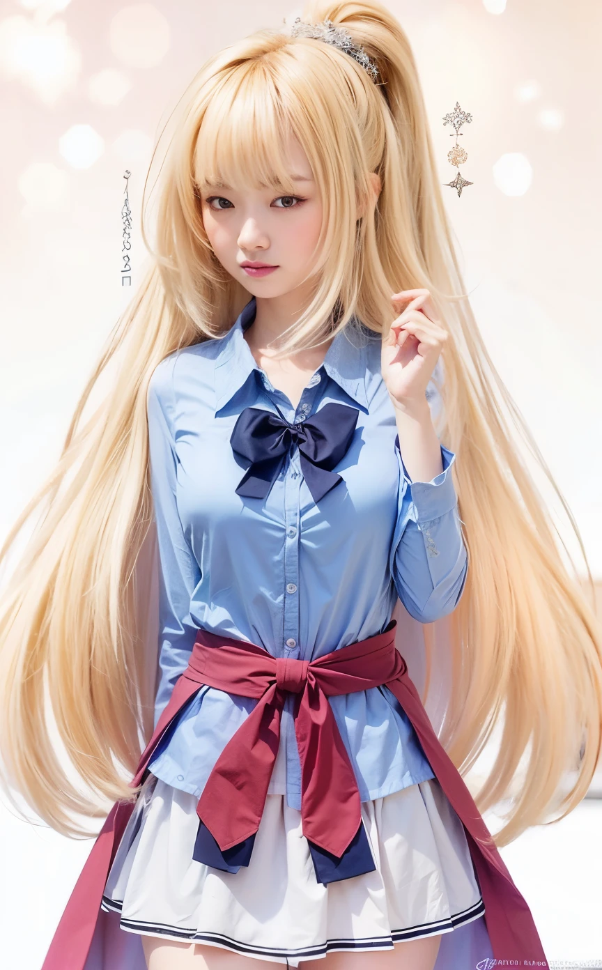 Beautiful asian woman, blonde hair
