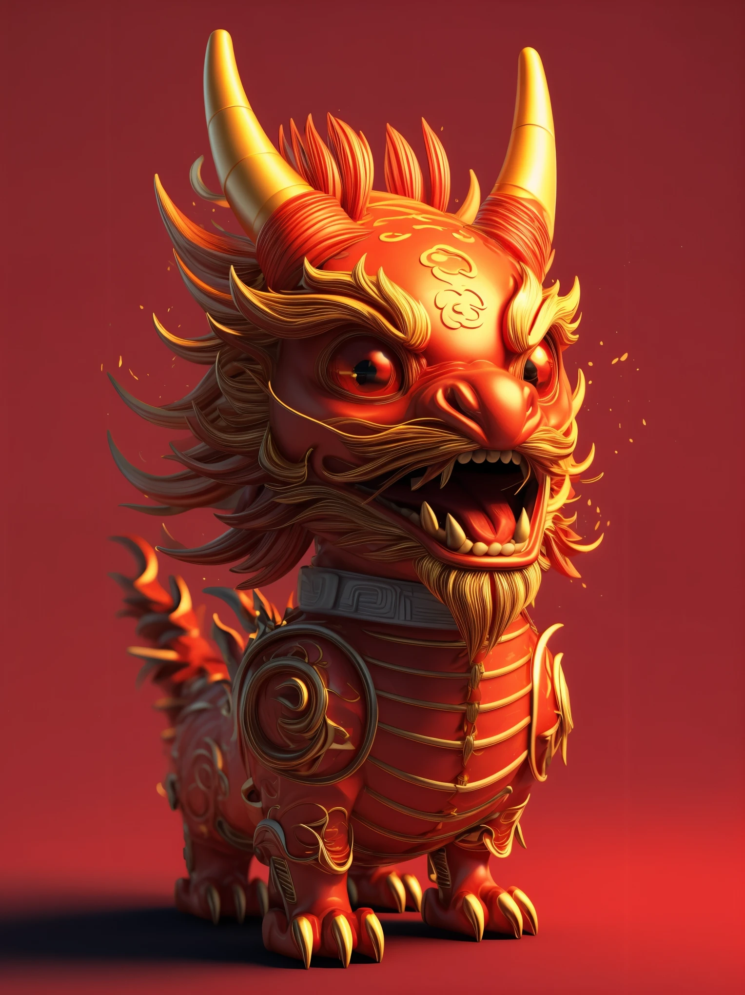 \(Concept Design\),(((Red body))),(Decorated with red Chinese art pattern),发Light的,Kaneko_Wire,smooth transition,3d model,masterpiece,Ultra-detailed,super quality,Sharp details,octane rendering,4K,Forest_Light,Chinese dragon