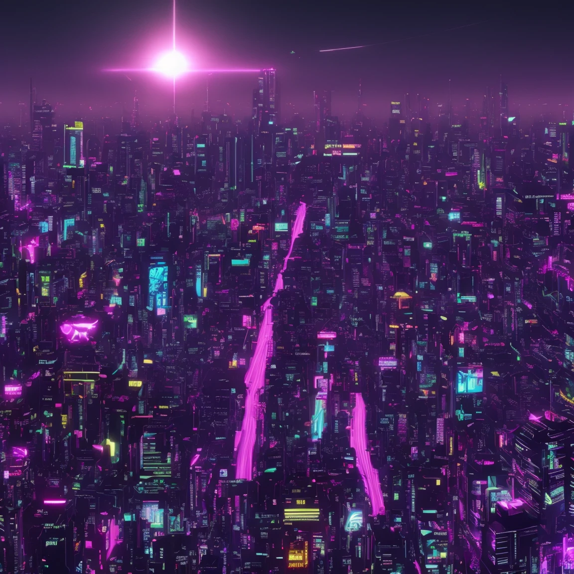 dark synthwave cybercity, for an album cover