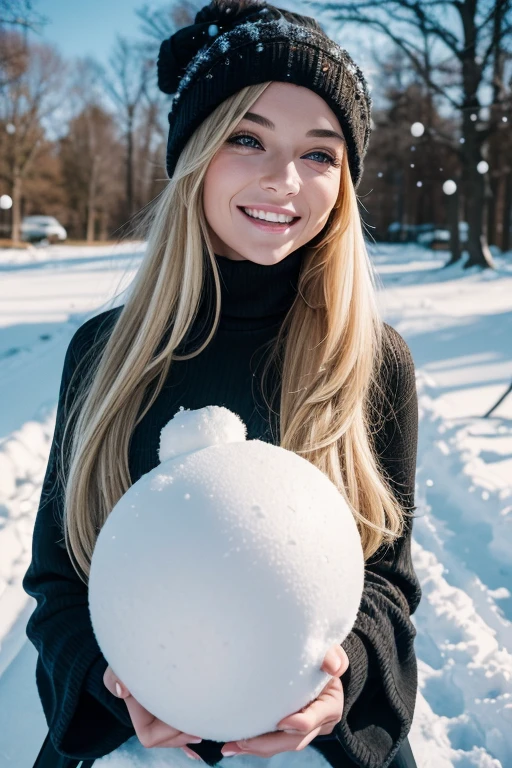 Elsa from Frozen ((nude)) (full figure) at a snowy beach, smiling, fun ((masterpiece)) ((best quality)) ((highly detailed))