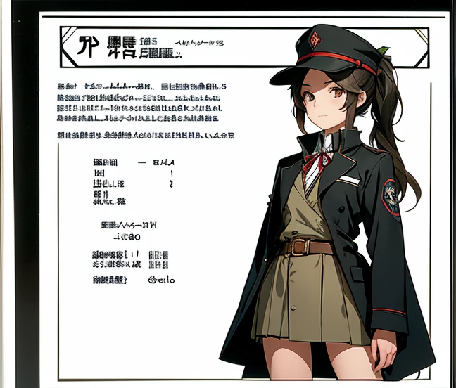 Teruko appears as a short, young girl wearing the standard Hunting Dogs uniform, albeit the hat sports enough space for her hair. Her hair is light, and long, styled in a wavy ponytail and tied with what appears to be a large ribbon. Befitting of the Mad Dogs, she has a sword by her side.
