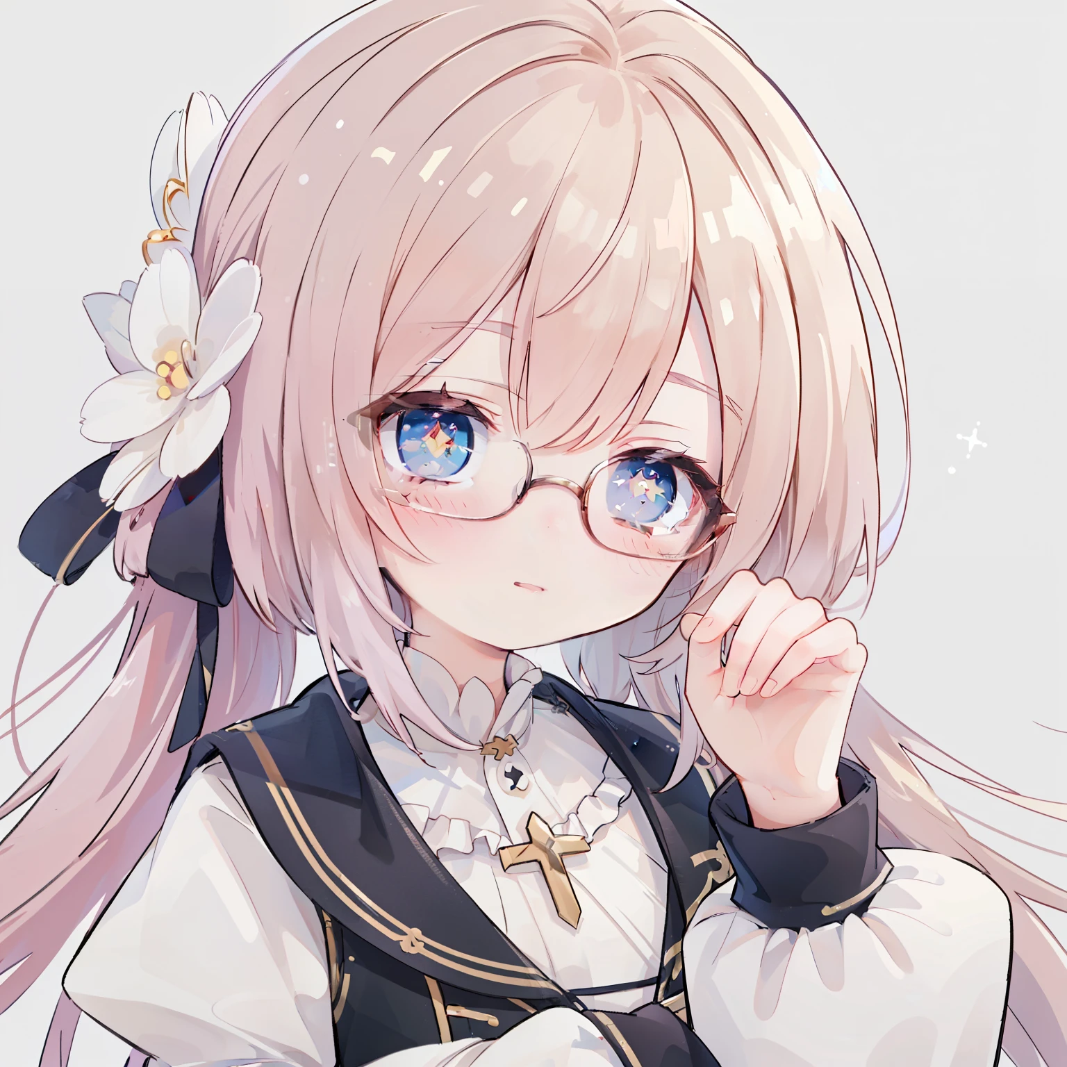 (best quality,8k,high resolution,masterpiece:1.2),Super detailed,lifelike,CG wallpaper,excellent, Beautiful and delicate face, Meticulous glasses 1 girl, solo, cross-shaped pupils, Default attire, permanent