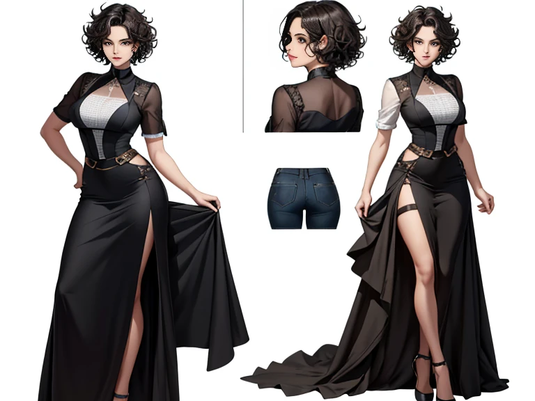 Masterpiece: 1.6, best quality: 1.4, live image: 1.2, intricate details: 1.2, charturnerv2: 1.2, 1lady full body character change,
Appearance: young adult: 1.25, thin: 1.3, light brown eyes, medium breasts, detailed eyes, quality eyes,
Clothing: mechanic outfit
Accessories:
Hair: black hair, short hair, messy curly hair,
Makeup: natural, shiny skin,
(single background, white background: 1.3), multiple views, multiple views of the same character in the same outfit: 1.3.