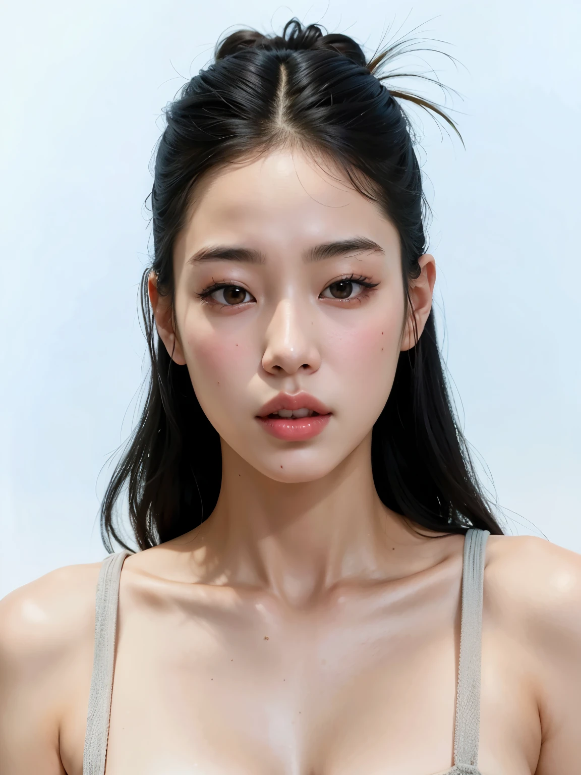 um close up de uma mulher com um peito muito grande, jennie blackpink, Heonhwa Choe, jaeyeon nam, gongbi, Lee Ji-eun, Lee Ji-eun, wenfei you, Yanjun Chengt, taejune kim, linda mulher sul-coreana, Xintong Chen, Seseon Yoon, young lovely korean face, por Ni Tian