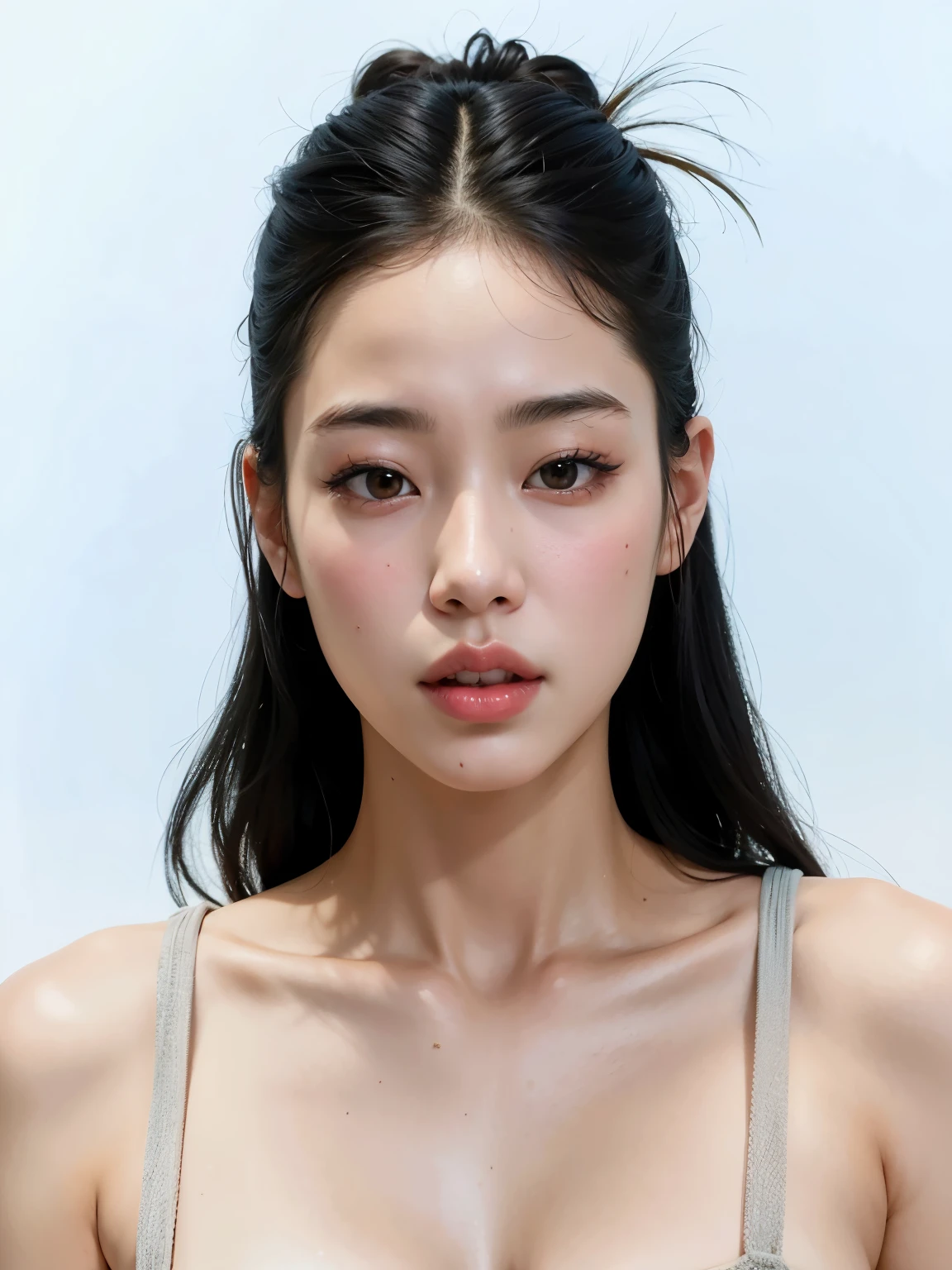 um close up de uma mulher com um peito muito grande, jennie blackpink, Heonhwa Choe, jaeyeon nam, gongbi, Lee Ji-eun, Lee Ji-eun, wenfei you, Yanjun Chengt, taejune kim, linda mulher sul-coreana, Xintong Chen, Seseon Yoon, young lovely korean face, por Ni Tian