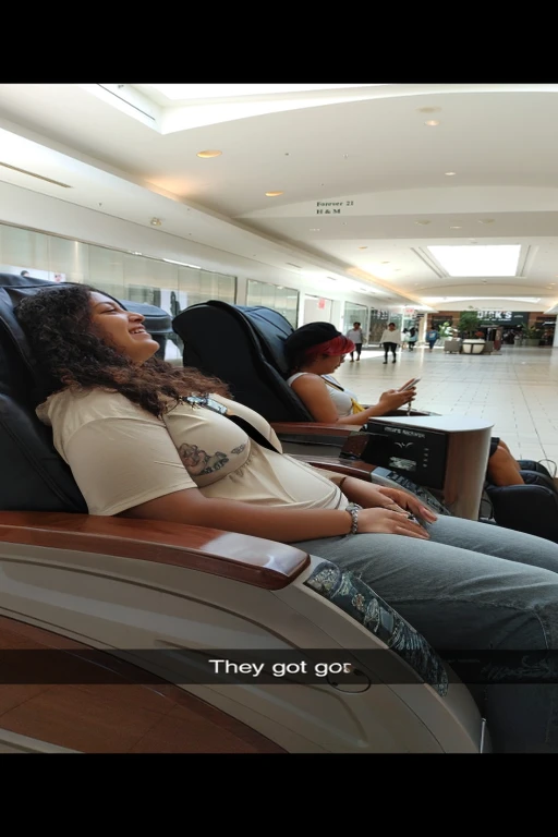 sitting in chairs in a lobby, relaxing and smiling, relaxing, at a mall, relaxing after a hard day, in a mall, sitting relax and happy, in a rock chair, relaxing atmosphere, very relaxing, peaceful mood, highly relaxed, relax, in a chill position, #oc, # oc, beautiful views, relaxed, Big tits, huge tits, , sexy, cute, wide hips, thick thighs, pear-shaped body, minimal clothes, thick, , chubby stomach, thick , , large , hard , piercing through shirt,  hard through shirt, chubby stomach showing, tummy spilling over the side, muffin top,  only, , , stomach too big for , small crop top shirt, major cleavage,  showing through shirt, very short crop top with fat stomach showing, extremely wide hips, thick hips, hips wide with fat stomach, sitting, facing the side, facing the right side of the picture