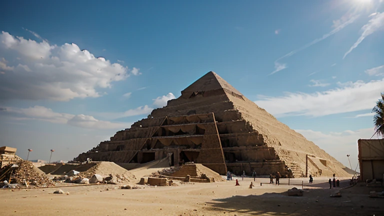 Time-lapse of the pyramid's construction]