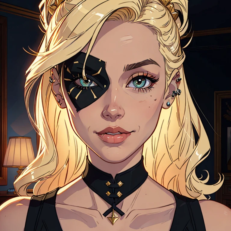 (best quality,4k,8k,highres,masterpiece:1.2),ultra-detailed,(realistic,photorealistic,photo-realistic:1.37),portrait of european girl,(beautiful,attractive,striking) face,(upper body,shoulders),(hair,locks) falling over one eye,(medium sidecut),(blonde,light-colored) hair,sharp focus,(black,business) suit, (elegant,formal),(confident,graceful),subtle smile, (piercing,intense) eyes, (delicate,feminine) features,(vivid,eye-catching) colors,sleek and professional appearance,vibrant lighting, (soft,subtle) shadows,subtle hint of (warm,golden) tone,studio setting