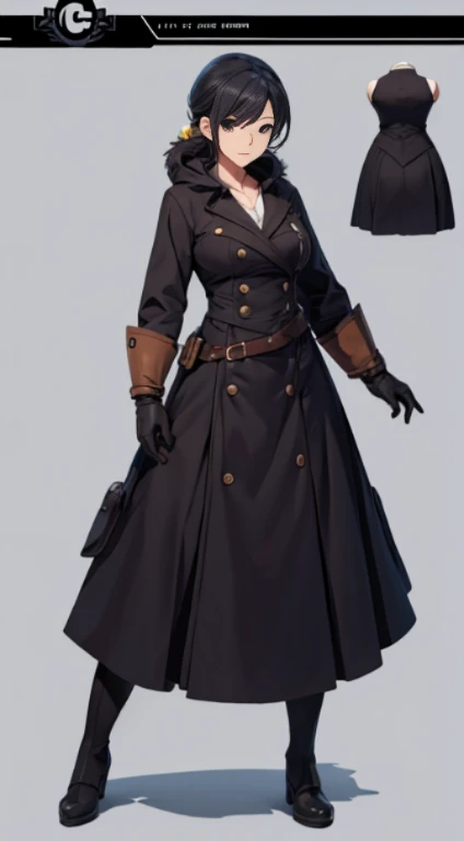 inspired character design, , simple background, 1girl, solo, plain background, professional character design sheet