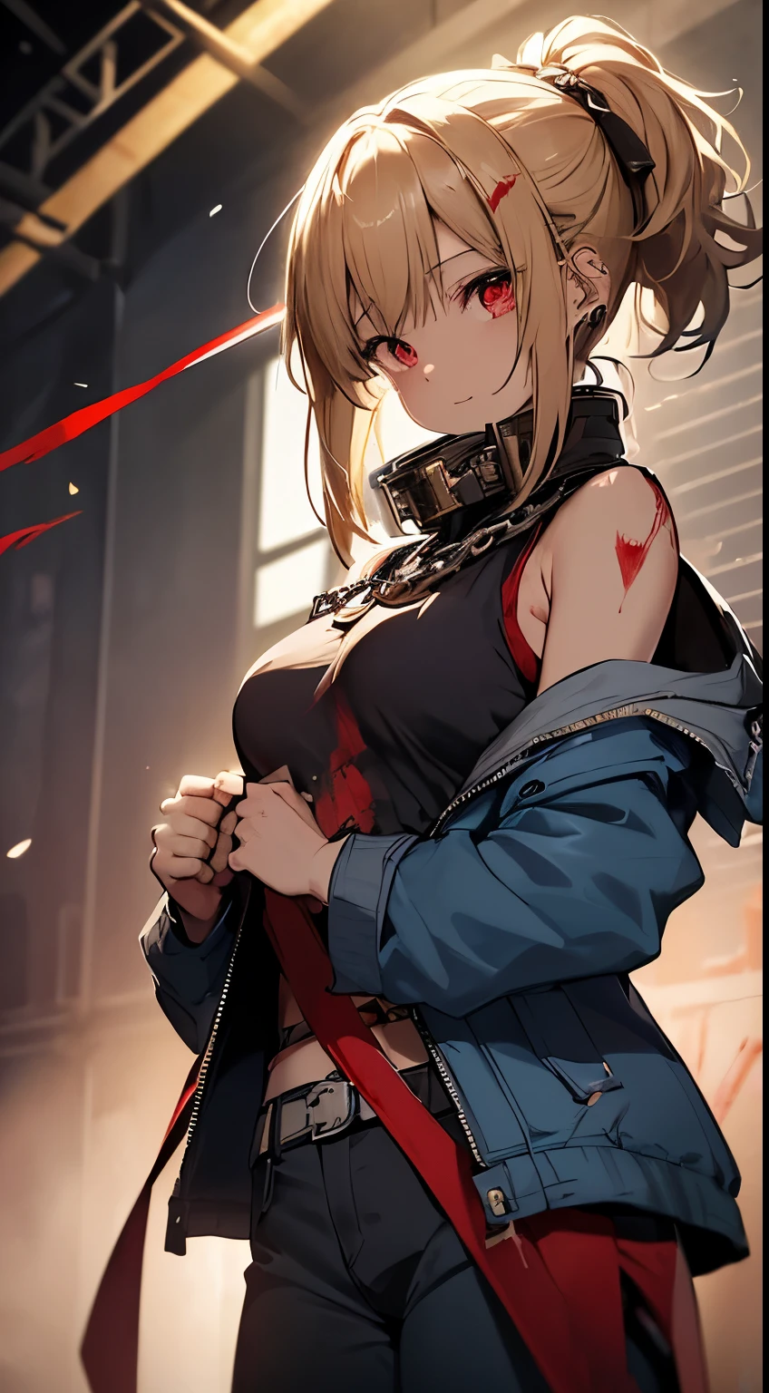 nsfw,Wrap tape gag , ((restrained shackles)),
(((collar,shackle,handcuffs,fetters,collar with chain,blindfold,))),restraint、disdain,
scowl,
Frowning,tears、
Frowning,, spread legs with panty ,.masterpiece, absurdres, best quality, ultra detailed, (extremely beautiful detailed face and eyes), (1 girl, 18yo), (magenta eyes), (medium breasts, perky breasts, pointy breasts,nipple、show your breasts:1.2), (white skin), BREAK (long bob cut, light bronze hair, detailed hair, shiny hair), BREAK (
disheveled clothes, Work clothes:1.5), Logistics Warehouse,