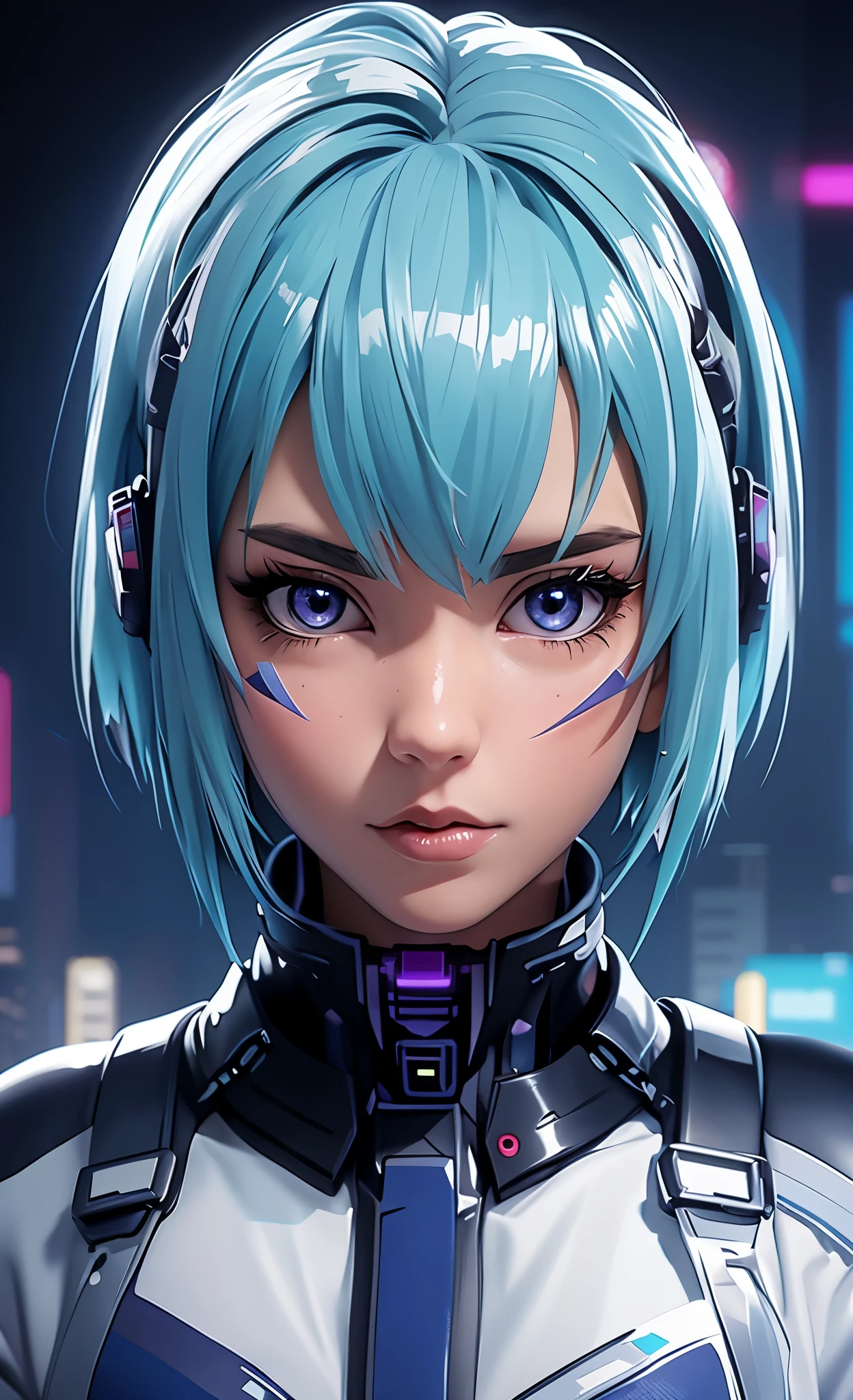 un primer plano de una mujer con cabello verde, digital arte del anime ciberpunk, ciberpunk digital - arte anime, chica anime ciberpunk, anime ciberpunk art, chica androide perfecta, chica anime ciberpunk mech, female chica anime ciberpunk, arte del anime ciberpunk, estilo anime 4k, anime ciberpunk, anime ciberpunk moderno, beautiful cyberpunk girl face, cyberpunk dreamy girl, cyber style