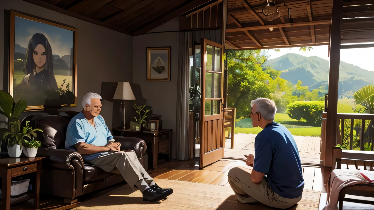 Homem idoso e mulher idosa, Healthy, grow old healthily. ultra realista. Em uma paisagem tranquila, practicing exercises.