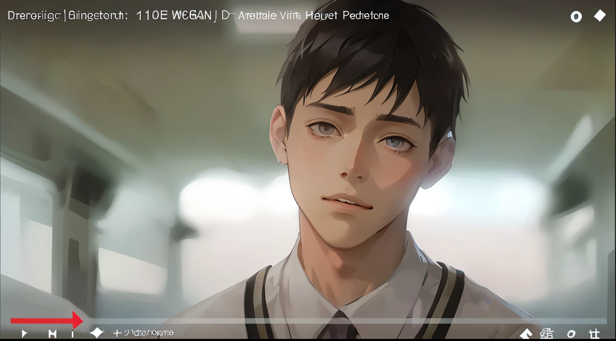 young handsome boy of with silver hair and gray eyes is talking to someone his clothes are blue and gray