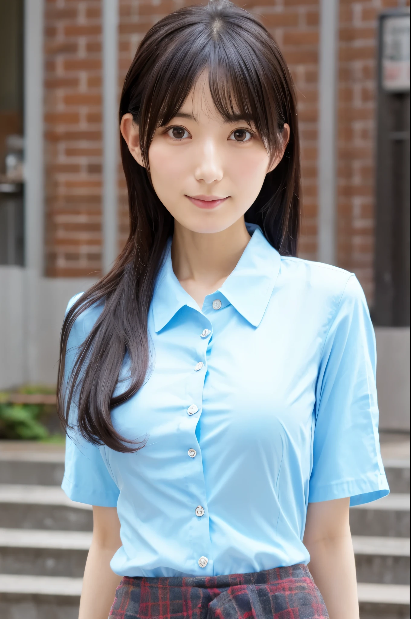 A skinny Japanese lady, 30 years old, Bright eyes, detailed eyes, cute face, detailed face, Cool feeling, (pencil skirt, button-up shirt, classic pumps), small breasts, very thin waist,