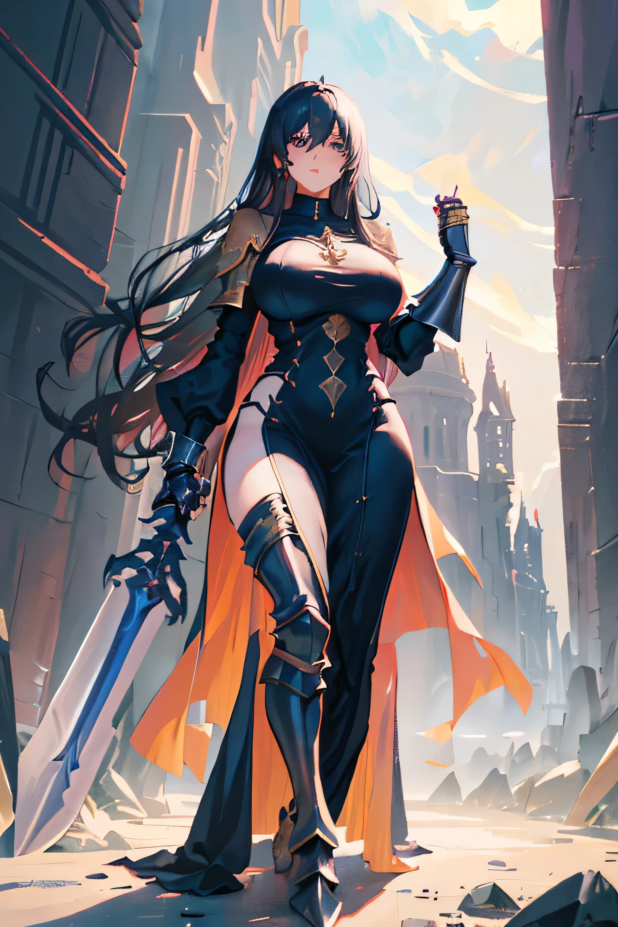 Lily Collins with black curly hair and red hood, Medieval clothes, Bow and arrow in hand, Enter the arena landscape filled with grandstands,The audience watching the illustrations is detailed, Smooth and bright, HD art
