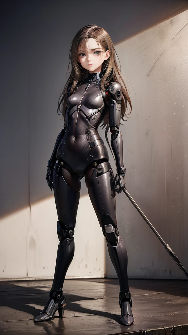 A highly advanced, menacing robot army, detailed hydraulic machinery, gears and pistons, gleaming chrome and steel, ominous industrial setting, human body parts scattered, pools of blood, sinister expressions, dystopian sci-fi horror atmosphere, dramatic lighting, muted color palette, cinematic composition, (best quality,4k,8k,highres,masterpiece:1.2),ultra-detailed,(realistic,photorealistic,photo-realistic:1.37),dramatic lighting,dark moody atmosphere,cinematic,horror,science fiction,industrial,dystopian,mechanical,chrome,steel,gears,hydraulic,menacing,sinister,gruesome,slaughter,blood,body parts,dramatic,muted colors, damsel in distress Kate Mara (sheer clothing, battered and bloody) running for her life (priority: Focus on Kate Mara, Show all of her body, Horror, Damsel In distress)
