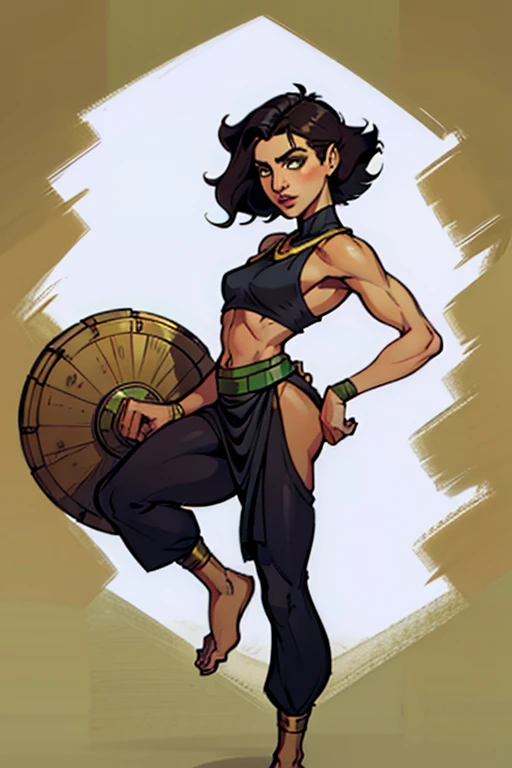 female, 5 foot 5 inches tall, athletics to slim body build, waist length wavy brunette to black hair, green eyes, mid 20 age, ethnicity india, ethnicity middle eastern, clothing style 1920-30's