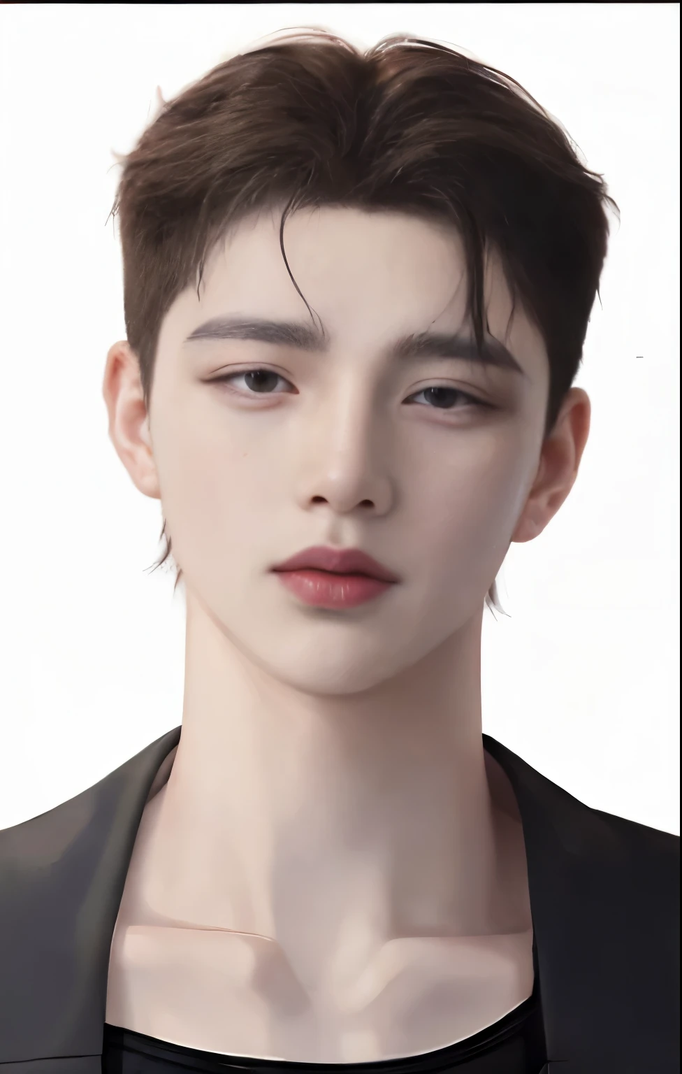 Portrait of a man with a black jacket and red lipstick., Inspiration from Zhang Han, Inspiration from Yan Juncheng, realistic. cheng yi, Made with Anime Painter Studio., South Korean man, Drawing in Anime Painter Studio, Inspired by Jang Seung-eop, Inspiration from Xiao Yunkong, semi realistic anime, Ji Liulian art style, Inspired by Gang Se-hwang