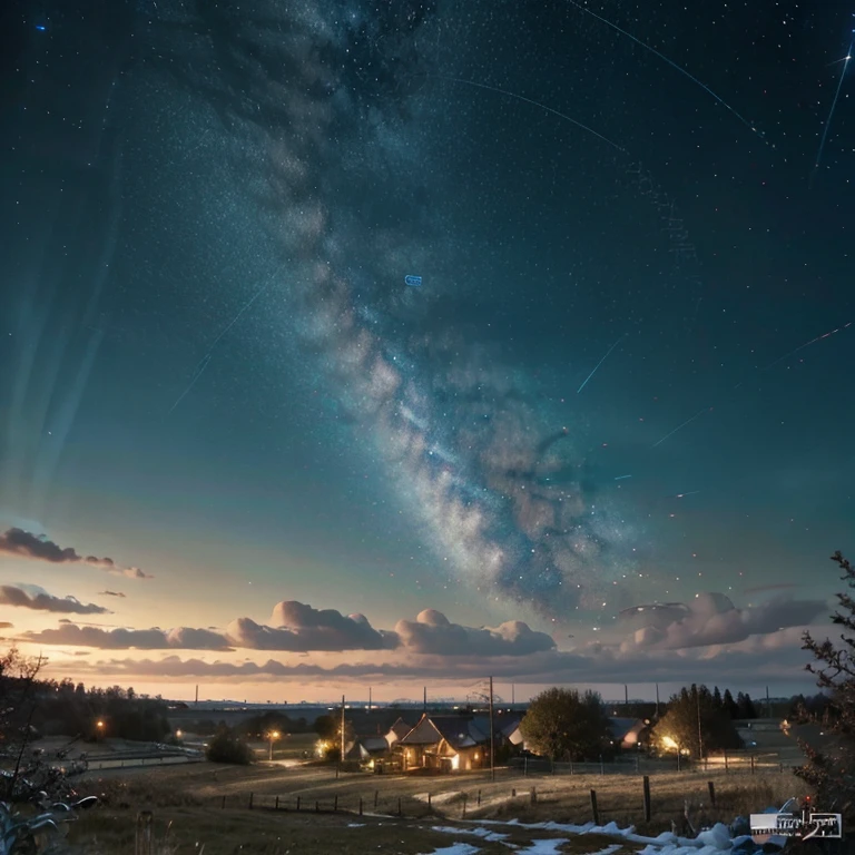 starry sky in a rural landscape