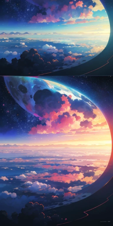 (best quality,4k,8k,highres,masterpiece:1.2),ultra-detailed,(realistic,photorealistic,photo-realistic:1.37),anime style scene, beautiful sky with stars and planets, cityscape, space scenery, anime art wallpaper 4k, anime art wallpaper 8k, 4k anime wallpaper, amazing wallpaper, anime background, heavenly planets in the background, anime background art.