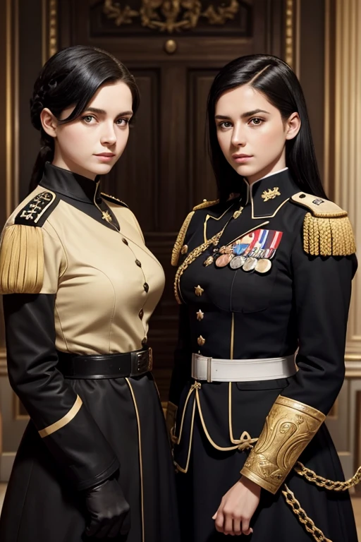 german womens, general, nazi ,catholics, black hair,blondes, perfect face, using armor, dress, soft lesbians background in mansion