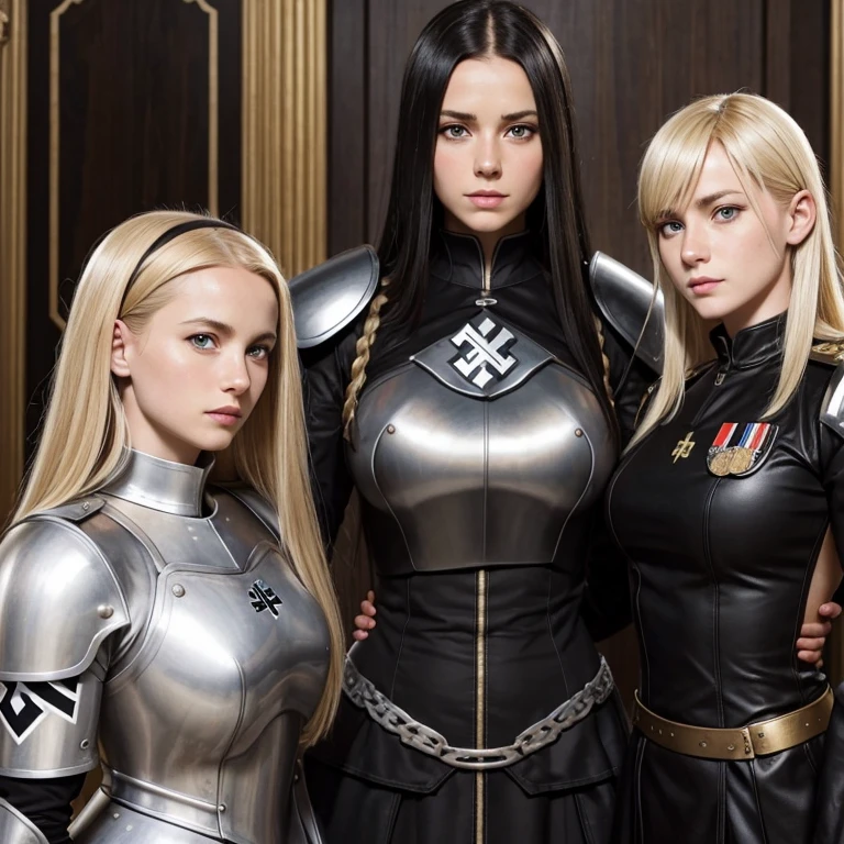 german womens, general, nazi ,catholics, black hair,blondes, perfect face, using armor, dress, queens blade, soft lesbians