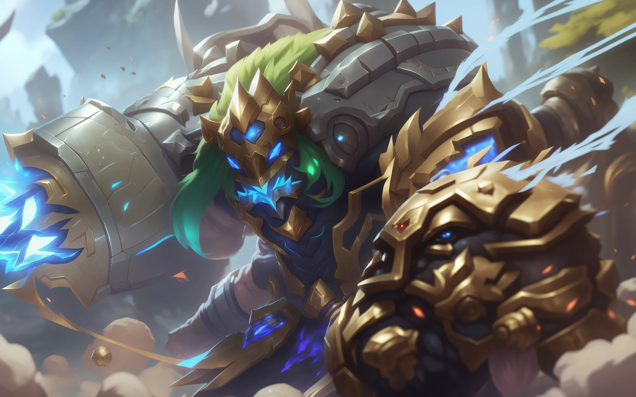 there is a picture of a man with a giant head and a huge body, official splash art, league of legends style art, league of legends art style, 8 k hd wallpaperjpeg artifact, 8k hd wallpaperjpeg artifact, league of legends splashart, wallpaper splash art promo art, nasus, splash art, high detailed official artwork