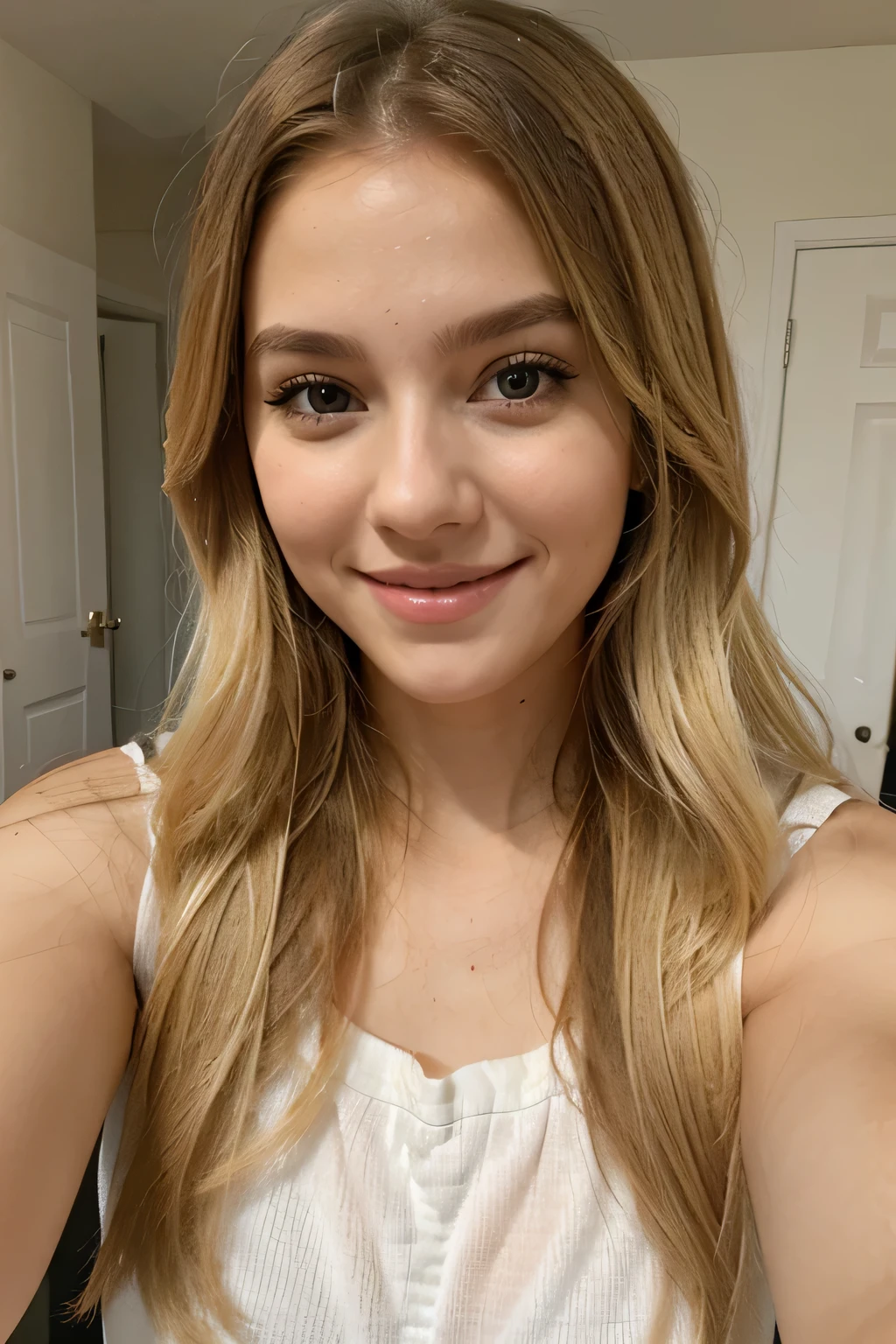 beautiful girl selfie , smile ,blonde